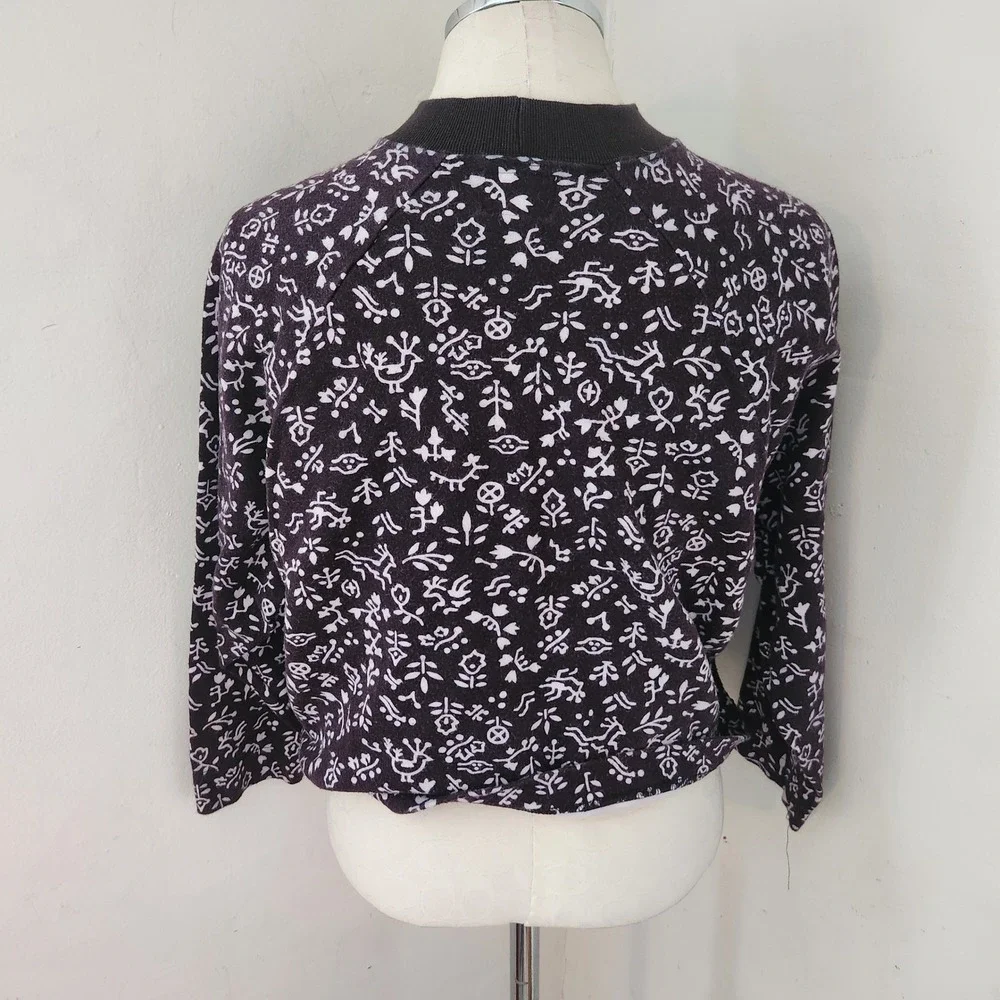 Vintage United Colors of Benetton Mock Neck Graphic‎ Print Cotton Top Womens M - Picture 2 of 7